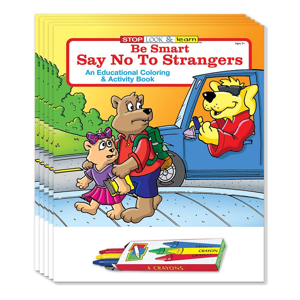 ZOCO  Stranger Danger Coloring Books (50 Bulk Pack, With Crayons)  Kids Safety Education Activities, Games & Puzzles  Child Safety Handouts for Schools, Police & Youth Programs