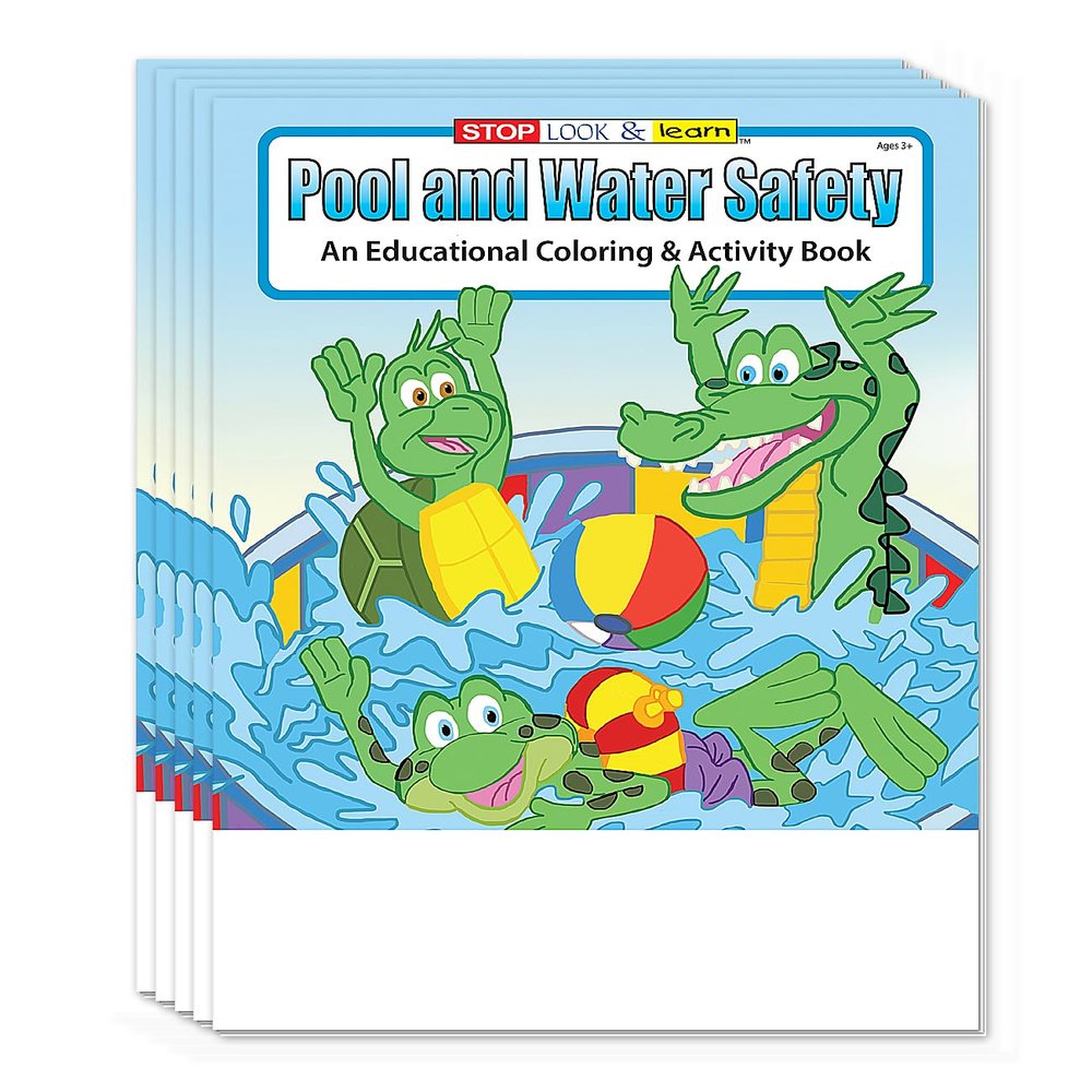 ZOCO  Pool and Water Safety Coloring Books (50 Bulk Pack, Without Crayons)  Prevent Drowning and Water Safety Awareness Handout for Kids