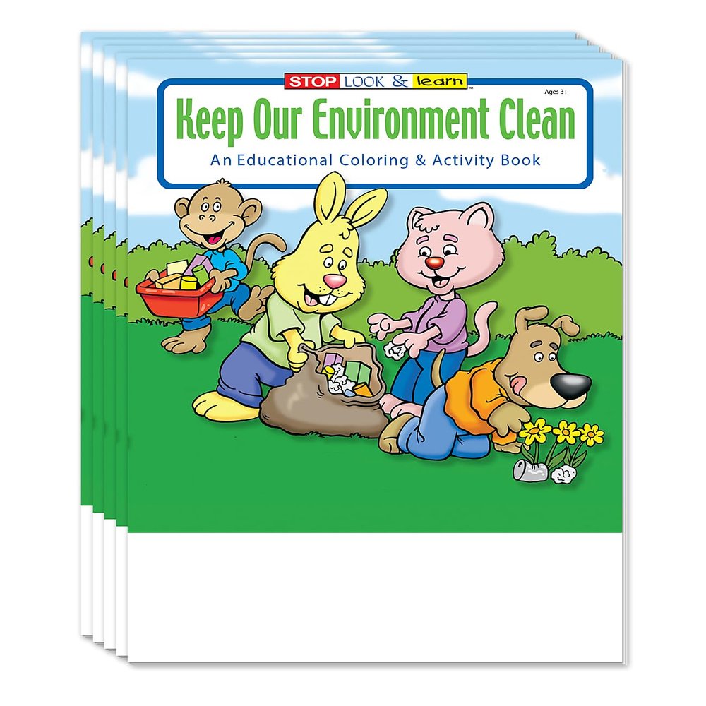 ZOCO Keep Our Environment Clean Kids Coloring Books (50 Bulk Pack, Without Crayons) Conservation, Recycling Earth Day Supplies Educational Activities for Kids