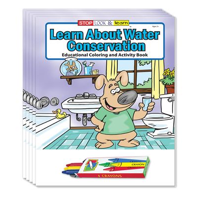 ZOCO  Water Conservation Coloring Books (50 Bulk Pack, with Crayons)  Earth Day Activity, Environmental Handout for Kids