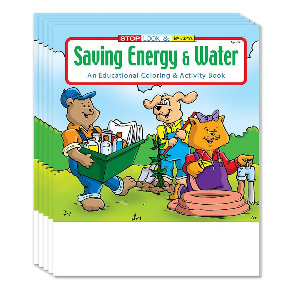 ZOCO Save Energy & Water Conservation Coloring Books for Kids (50 Bulk Pack, Without Crayons) Environmental Education Activities for Classrooms & Community Programs