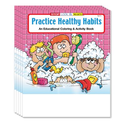 ZOCO  Practice Healthy Habits Coloring Books for Kids (50 Bulk Pack, Without Crayons)  Hygiene, Exercise & Nutrition Activities  Ideal for Schools, Daycare & Doctors Offices
