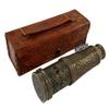 Sailor Boat Antique Brass Binnacle Floating Dial Compass & Victorian Spyglass Telescope in Leather Case view 4