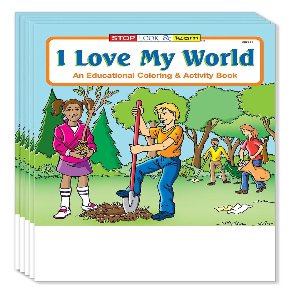 ZOCO I Love My World Coloring Books for Kids (50 Bulk Pack, Without Crayons) Earth Day Activities, Environmental Education, Games & Puzzles