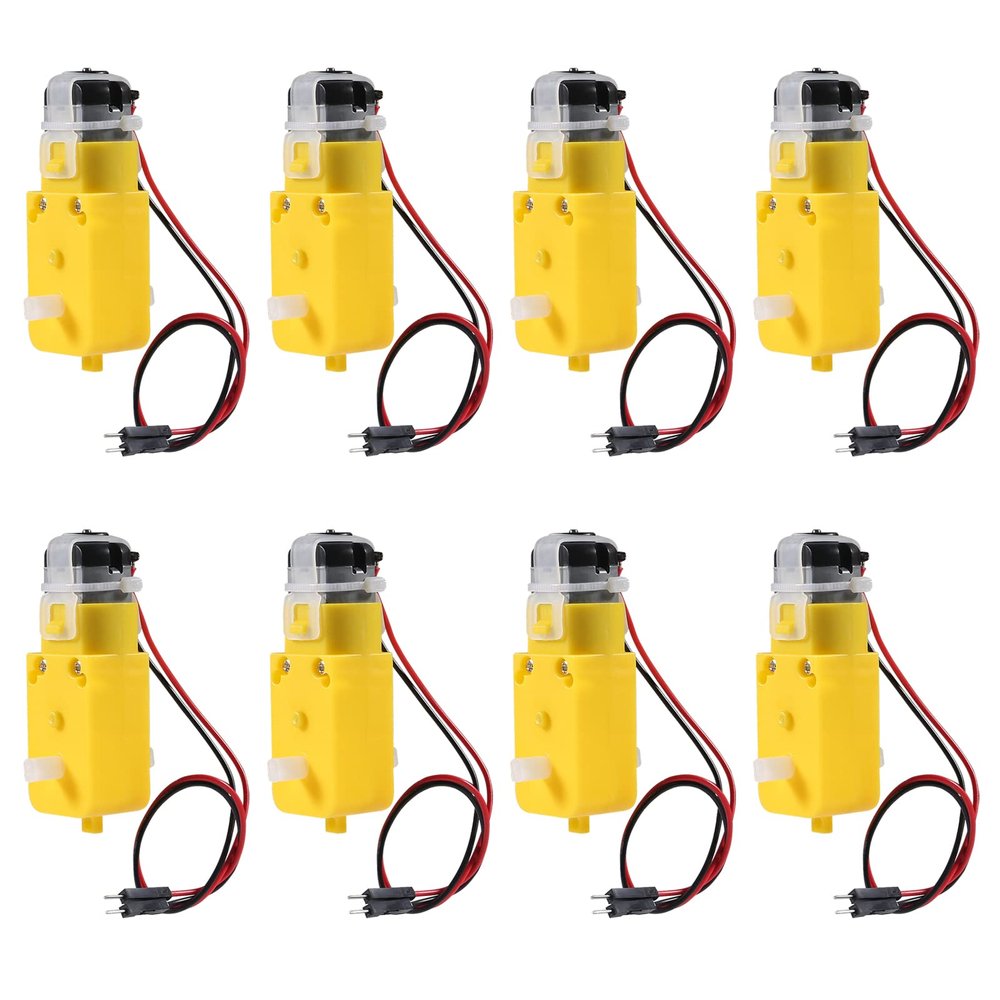 8PCS DC Electric Gear Motor TT DC 3V-6V Prewired Gear Motor Dual Shaft Intelligent Car Chassis with 2Pin Male Connector Wire 1:48 for Arduino Smart RC Car Robot Toys DIY Kit