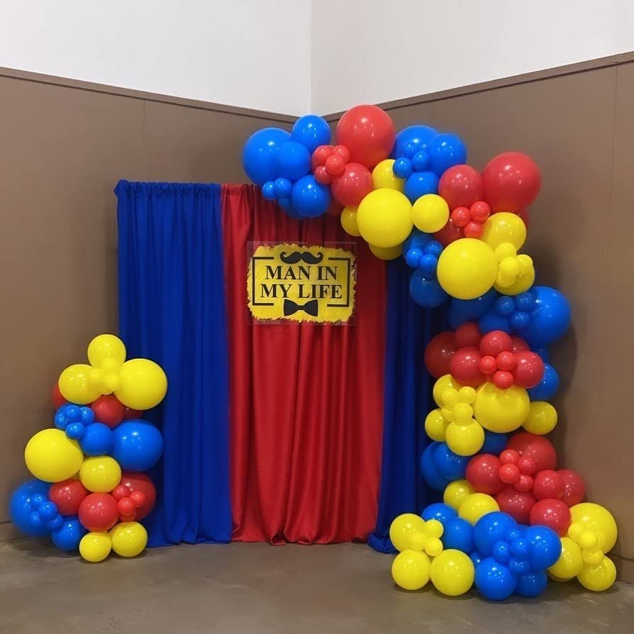 16Feet Balloons Arch Garland Kit 100PCS Red Blue Yellow Balloon Kit for Super Boy Father's Birthday Father's Day Baby Shower Decorations Graduation Decorations