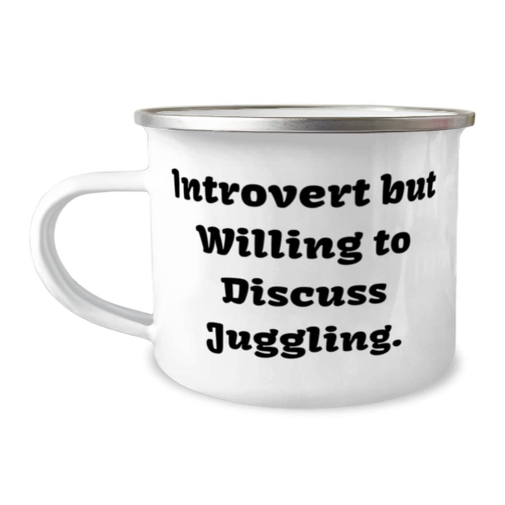 Introvert but Willing to Discuss Juggling. Juggling 12oz Camper Mug, Perfect Juggling, For Friends