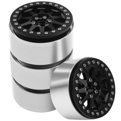 ShareGoo 4PCS Metal 2.2" RC Crawler Beadlock Wheels 35mm Compatible with 1/10 Traxxas TRX4 Axial SCX10 Wraith 90048 90018 RR10 RC Crawler Car (Black)