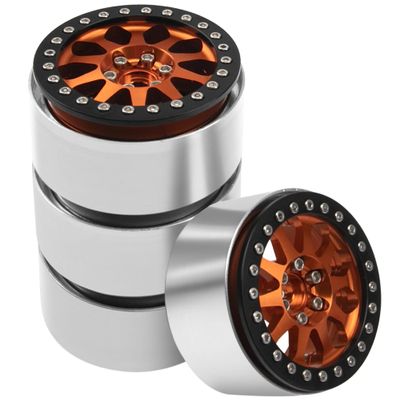 ShareGoo 4PCS Metal 2.2" RC Crawler Beadlock Wheels 35mm Compatible with 1/10 Traxxas TRX4 Axial SCX10 Wraith 90048 90018 RR10 RC Crawler Car (Orange)