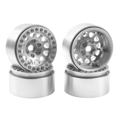 4PCS ShareGoo Metal 1.9 inch Beadlock Wheel Rims Set Wheel Hubs 12mm Hex Compatible with Traxxas TRX4 Axial SCX10 SCX10-II 90046 SCX10-III AXI03007 D90 Gen8 1/10 RC Crawler (Silver)