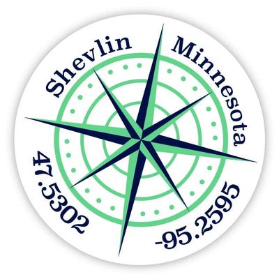 Shevlin Minnesota 2-Inch Vinyl Decal Sticker Latitude Longitude Compass Design