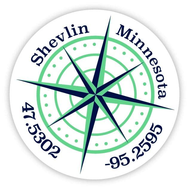 Shevlin Minnesota 2-Inch Vinyl Decal Sticker Latitude Longitude Compass Design