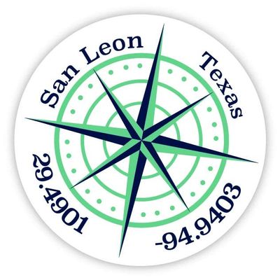 San Leon Texas 4-Inch Fridge Magnet Latitude Longitude Compass Design
