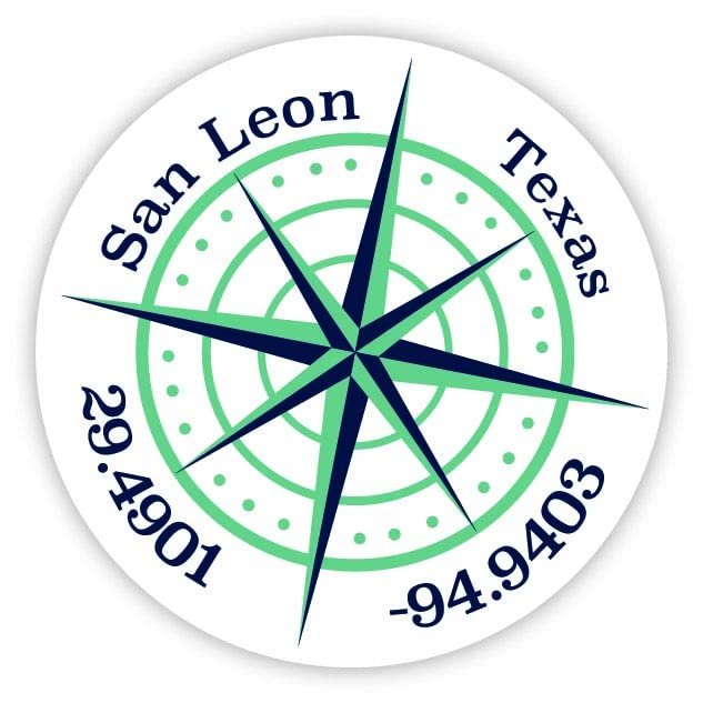 San Leon Texas 4-Inch Fridge Magnet Latitude Longitude Compass Design