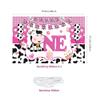 1st Birthday Party Decorations Pink Cow Theme Happy Birthday Backdrop Photo Background for Girls First Birthday Decorations Baby Shower Party Supplies view 2