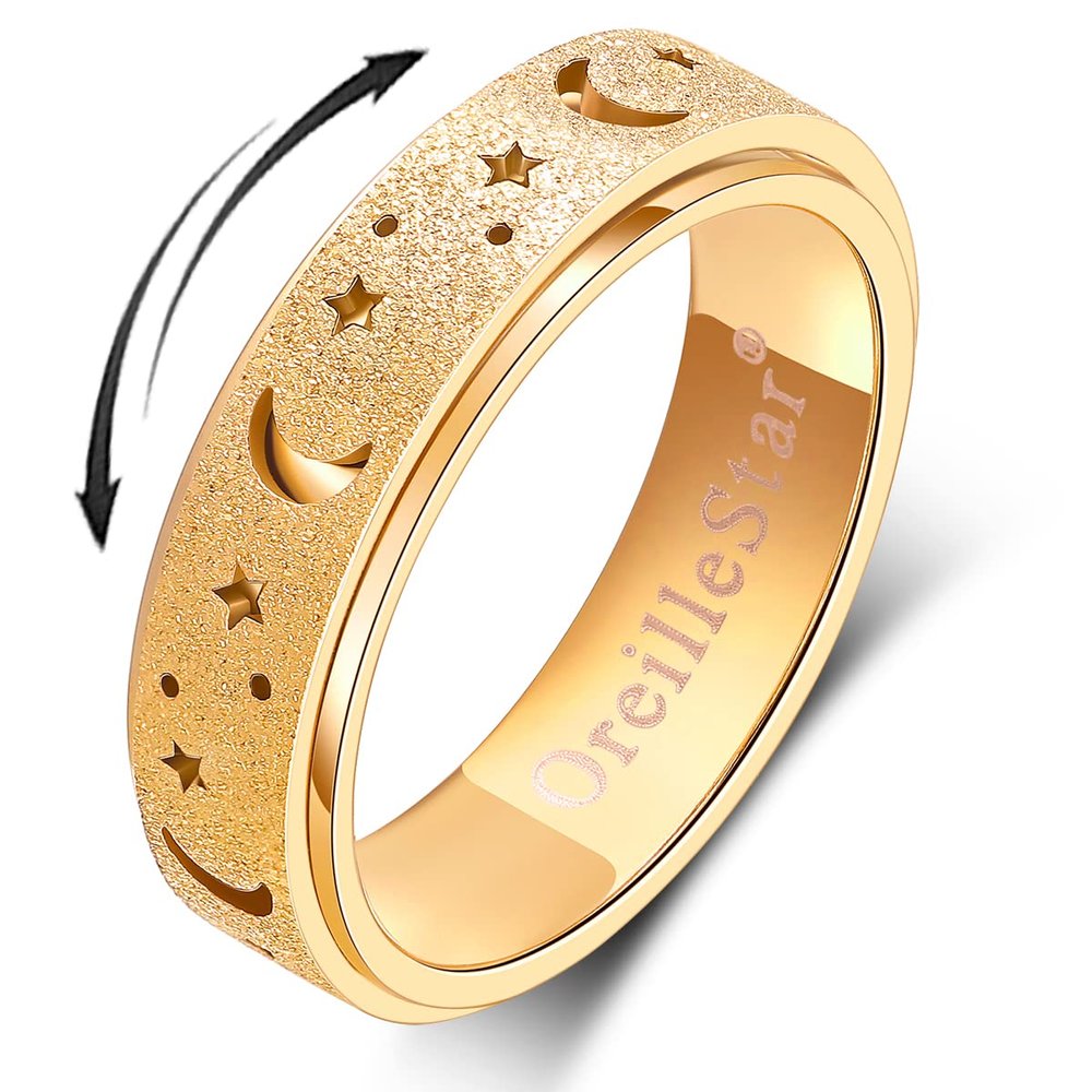 OreilleStar Anxiety Ring for Women Spinner Ring Stainless Steel Fidget Toys Adults Fidget Spinner Rings for Women Fidit Ring Men