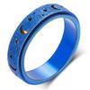 OreilleStar Anxiety Ring for Women Spinner Ring Fidget Ring Fidget Toys Adults Spinner Rings Fidget Rings for Anxiety for Women Anxiety Fidget Ring Men (Moon Star-Blue, 9) view 1