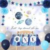 Outer Space ONE High Chair Banner First Trip Around The Sun Party Decorations Space Themed First Birthday Highchair Banner Backdrop Balloons for Boy 1st Birthday Decorations view 1