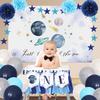Outer Space ONE High Chair Banner First Trip Around The Sun Party Decorations Space Themed First Birthday Highchair Banner Backdrop Balloons for Boy 1st Birthday Decorations view 2