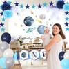 Outer Space ONE High Chair Banner First Trip Around The Sun Party Decorations Space Themed First Birthday Highchair Banner Backdrop Balloons for Boy 1st Birthday Decorations view 3
