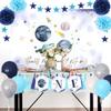 Outer Space ONE High Chair Banner First Trip Around The Sun Party Decorations Space Themed First Birthday Highchair Banner Backdrop Balloons for Boy 1st Birthday Decorations view 4