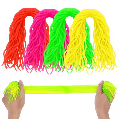 Prasacco 4 PCS Ramen Noodles Fidget Toy Stretchy Spaghetti Ball Fidget String Noodles Fidget Toy for Stress Relieve