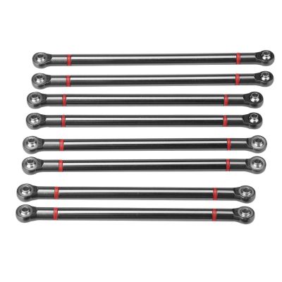 Aluminum Alloy Link Rod Linkage,plplaaoo 8Pcs Link Rod,RC Car Chassis Link Rod,313MM Wheelbase Upgrade Parts Link Rod Chassis Linkage Compatible with Axial SCX10 1/10 RC Car Crawler(Black)