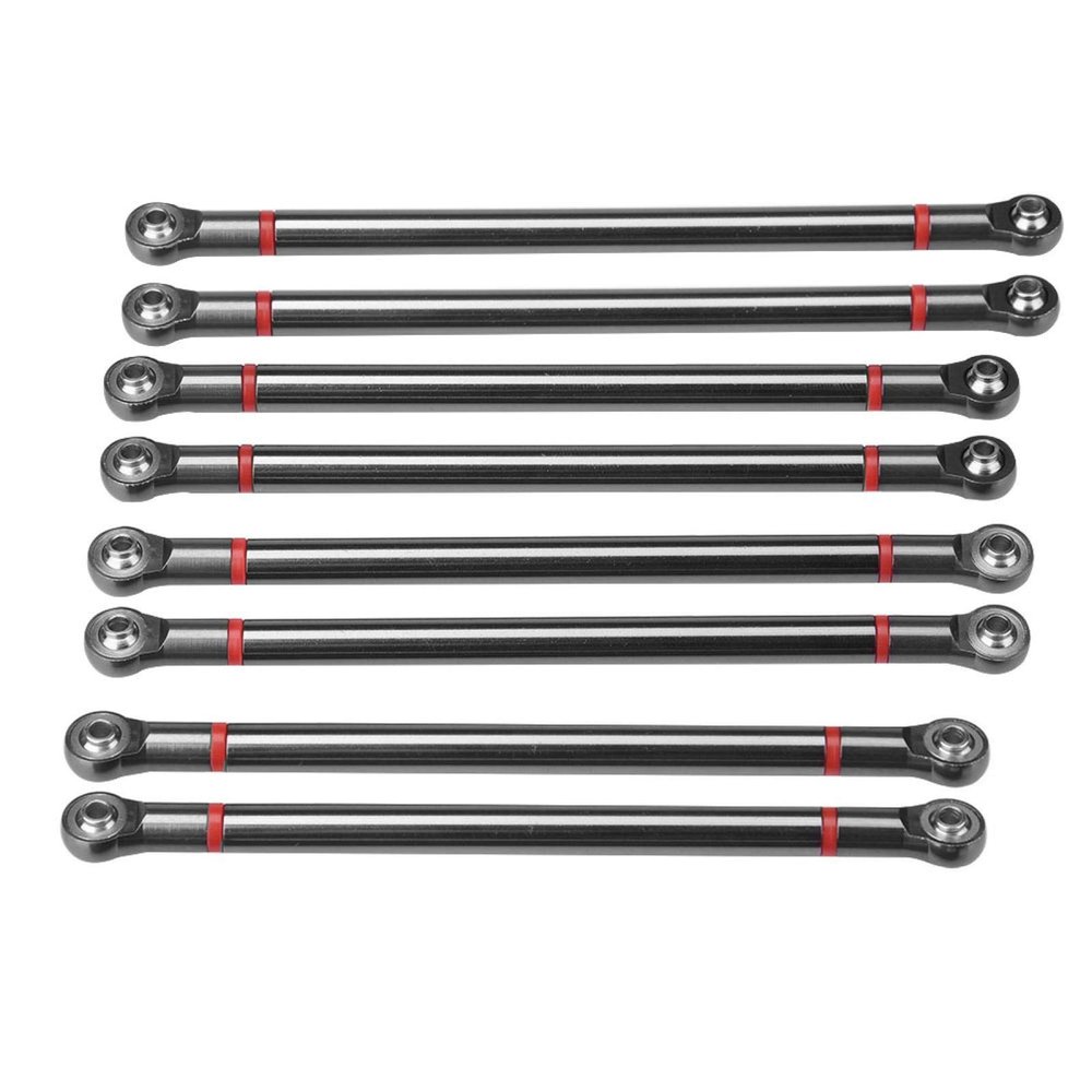 Aluminum Alloy Link Rod Linkage,plplaaoo 8Pcs Link Rod,RC Car Chassis Link Rod,313MM Wheelbase Upgrade Parts Link Rod Chassis Linkage Compatible with Axial SCX10 1/10 RC Car Crawler(Black)