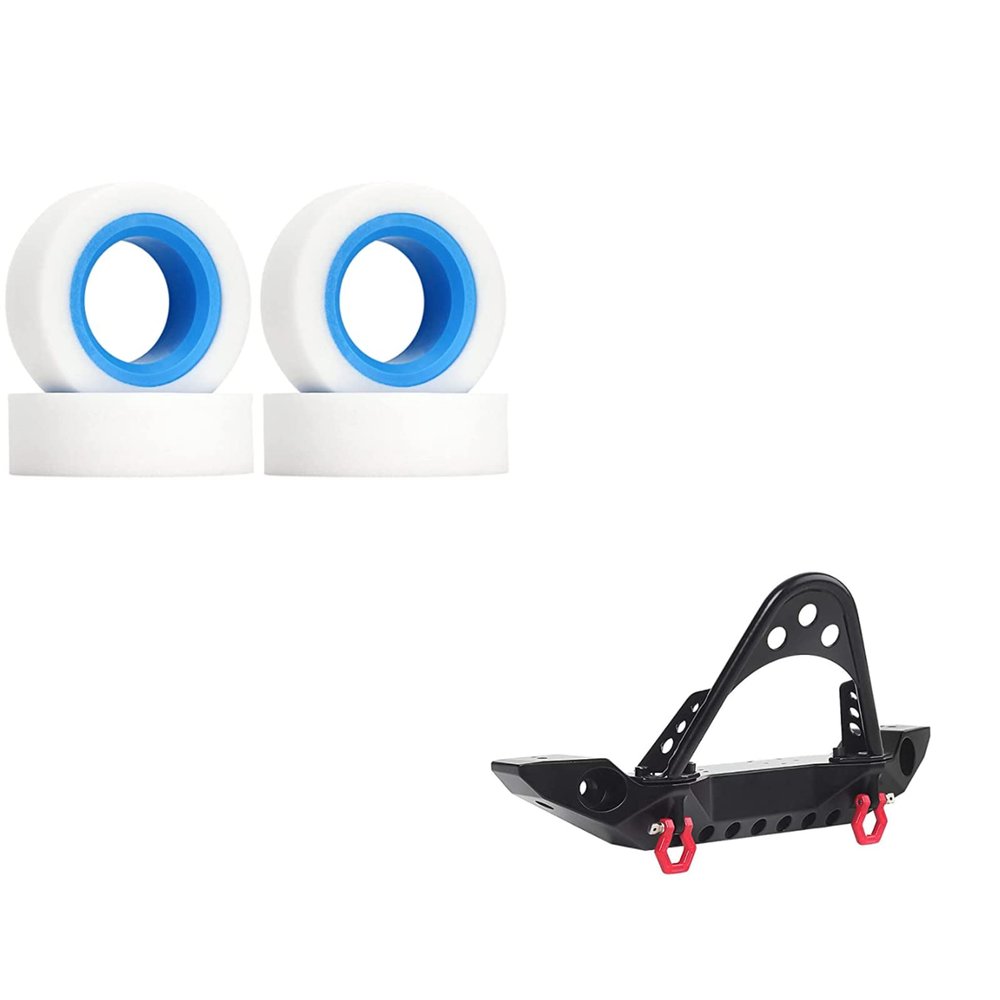INJORA RC Front Bumper with LED Light and Foam for 1:10 RC Crawler TRX-4 Axial SCX10 SCX10 II 90046 SCX10 III AXI03007Black