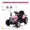 12V Kids Ride On Tractor with Trailer & Remote Control, Toddler Battery Powered Electric Vehicle, Slow Start 7LED Headlights USB Music Player 2+1 Gear Shift, Pink, 35W/ EVA Tire view 2