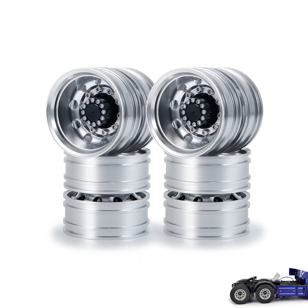 New 4pcs/Set Metal Rear Wheel Rims Hubs for 1/14th Tamiya Tractor Truck Climbing Trailer Cargo Upgrade Parts