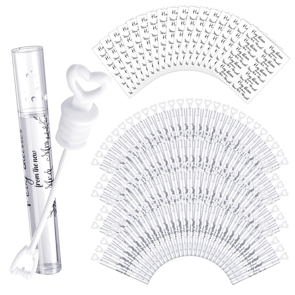 Kathfly 200 Pcs Mini White Heart Bubble Wand Party Favors with 200 Stickers Bulk Mini Bubbles for Wedding Send Off, Anniversaries, Celebrations, Birthday, Special Festival Gift for Couple, No Liquid