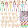 Chumia 42 Pcs Princess Fairy Wands Kit Include 28 Wooden Princess Wand, 6 Gem Stickers, 8 Ribbons, Birthday Party Supplies, Unfinished DIY Moon Butterfly Make Your Own Wand view 1