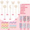 Chumia 42 Pcs Princess Fairy Wands Kit Include 28 Wooden Princess Wand, 6 Gem Stickers, 8 Ribbons, Birthday Party Supplies, Unfinished DIY Moon Butterfly Make Your Own Wand view 2