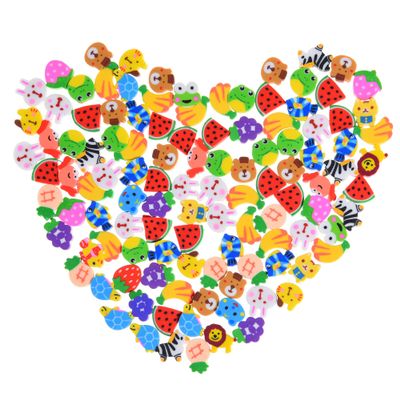 300Pcs Mini Erasers for Kids Bulk, Small Animal Fruit Erasers