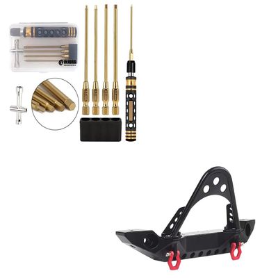 INJORA RC Front Bumper with LED Light and Screwdriver for 1:10 RC Crawler TRX-4 Axial SCX10 SCX10 II 90046 SCX10 III AXI03007