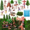 Canlierr 32 Pcs Native American Indians Figures Toys Set, Action Figure Diorama Cowboys Historical People Model Trees Scene Materials Kit for School Diorama Project Kids Educational Birthday Gift view 1