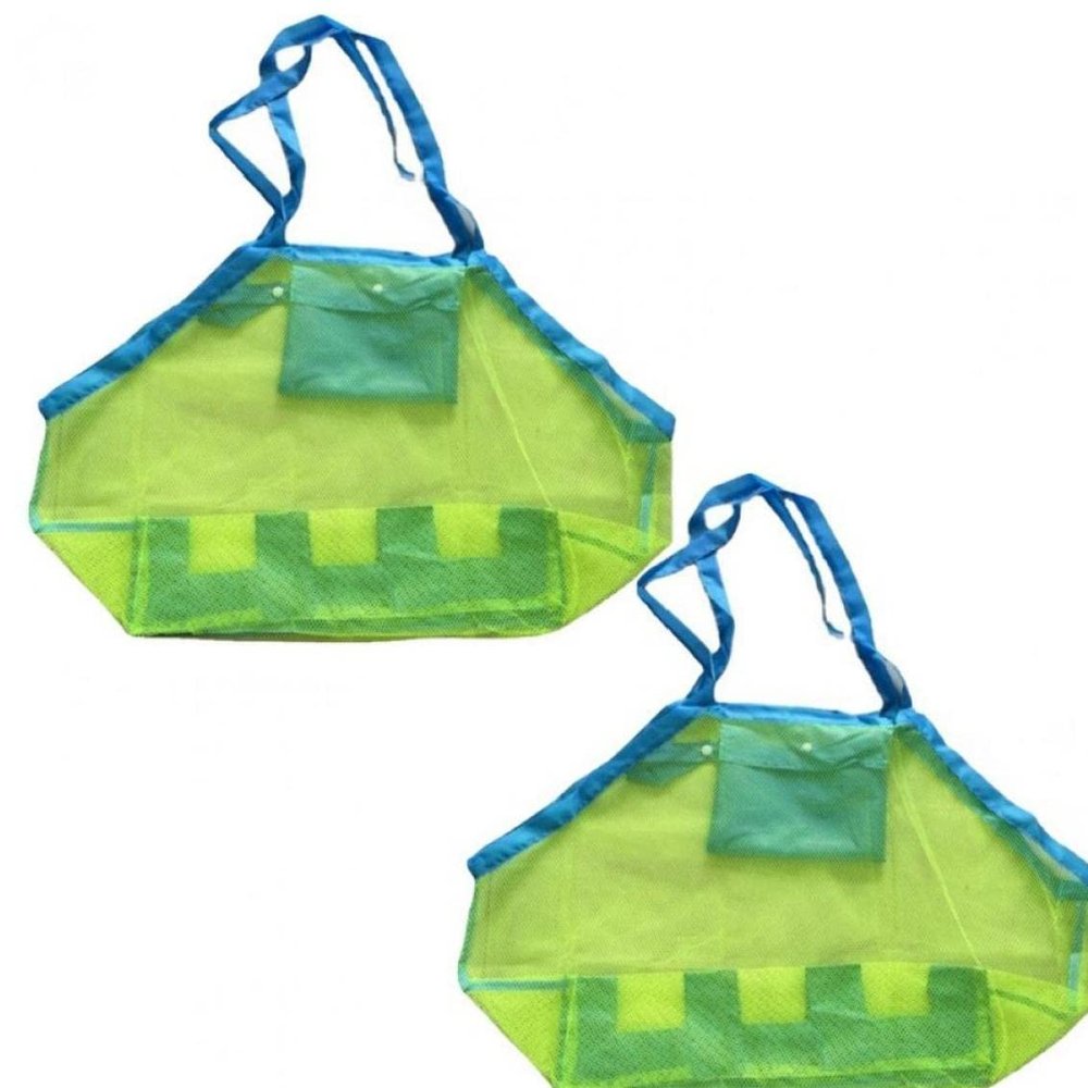 Beach Toy Mesh Bag 2pcs Large Mesh Beach Bag for Toys Sand Tote with Zipper for Child Swim Pool Travel