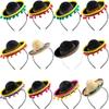 Cagemoga 12 Pieces Cinco De Mayo Sombrero Headband Mexican Fiesta Party With Ball Fringe Mini Mexican Hat for Theme Decorations Luau Event Photo Props Party Favors view 1