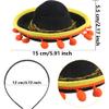 Cagemoga 12 Pieces Cinco De Mayo Sombrero Headband Mexican Fiesta Party With Ball Fringe Mini Mexican Hat for Theme Decorations Luau Event Photo Props Party Favors view 2