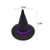 TUDACVTE Halloween Decorations Mini Witch Hats and Mini Broom Black and Purple Halloween Decorations for Halloween Party Birthday DIY Crafts Accessories, 6Pcs Black Witch Hats+6Pcs Broom Sticks view 2