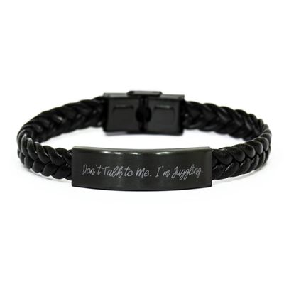 Cheap Juggling, Don't Talk to Me. I'm Juggling, Holiday Braided Leather Bracelet for Juggling