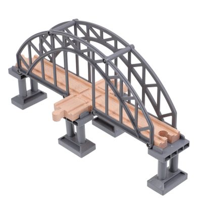 Train Bridge Model, Wooden Train Track Accessories Cross Railway Toys Train Scene Layout Props Toy for Kids Toddlers