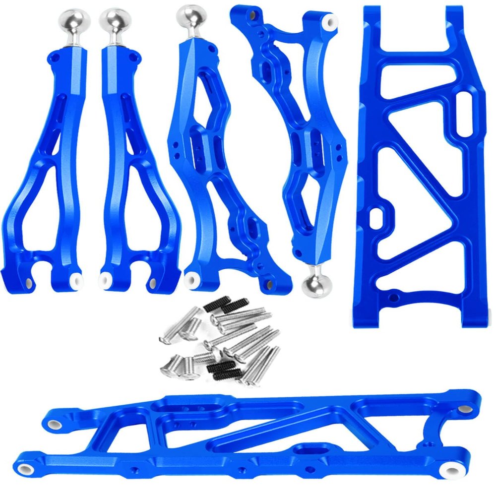 Aluminum Front & Rear Suspension Arms Upgrades Part for 1/8 Outcast 6S BLX,Kraton 6S BLX,Notorious 6S BLX,Talion 6S BLX,ARRCat 6pcs Lower Upper Swing Arm Set Hops up w/Pivot Balls,Navy Blue