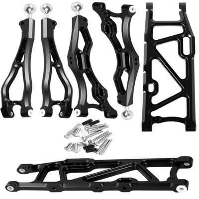 Aluminum Front & Rear Suspension Arms Upgrades Part for 1/8 Outcast 6S BLX,Kraton 6S BLX,Notorious 6S BLX,Talion 6S BLX,ARRCat 6pcs Lower Upper Swing Arm Set Hops up w/Pivot Balls,Black