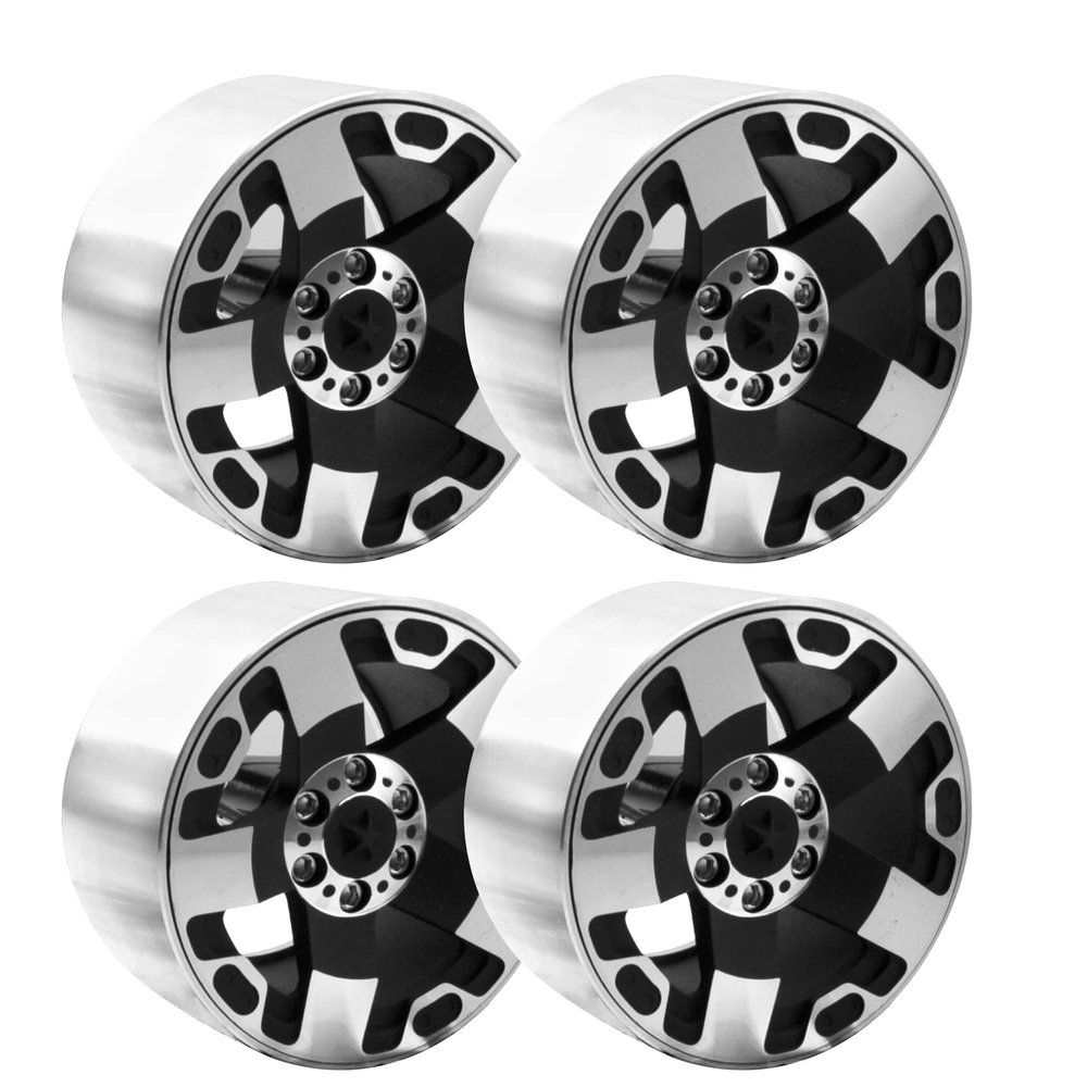 ShareGoo 4PCS Metal 2.2" RC Crawler Beadlock Wheels 35mm-Width 5-Spoke Wheel Hub 12mm Hex Compatible with 1/10 Traxxas TRX4 TRX6 Axial SCX10 Wraith 90046 RR10 RC Crawler Car