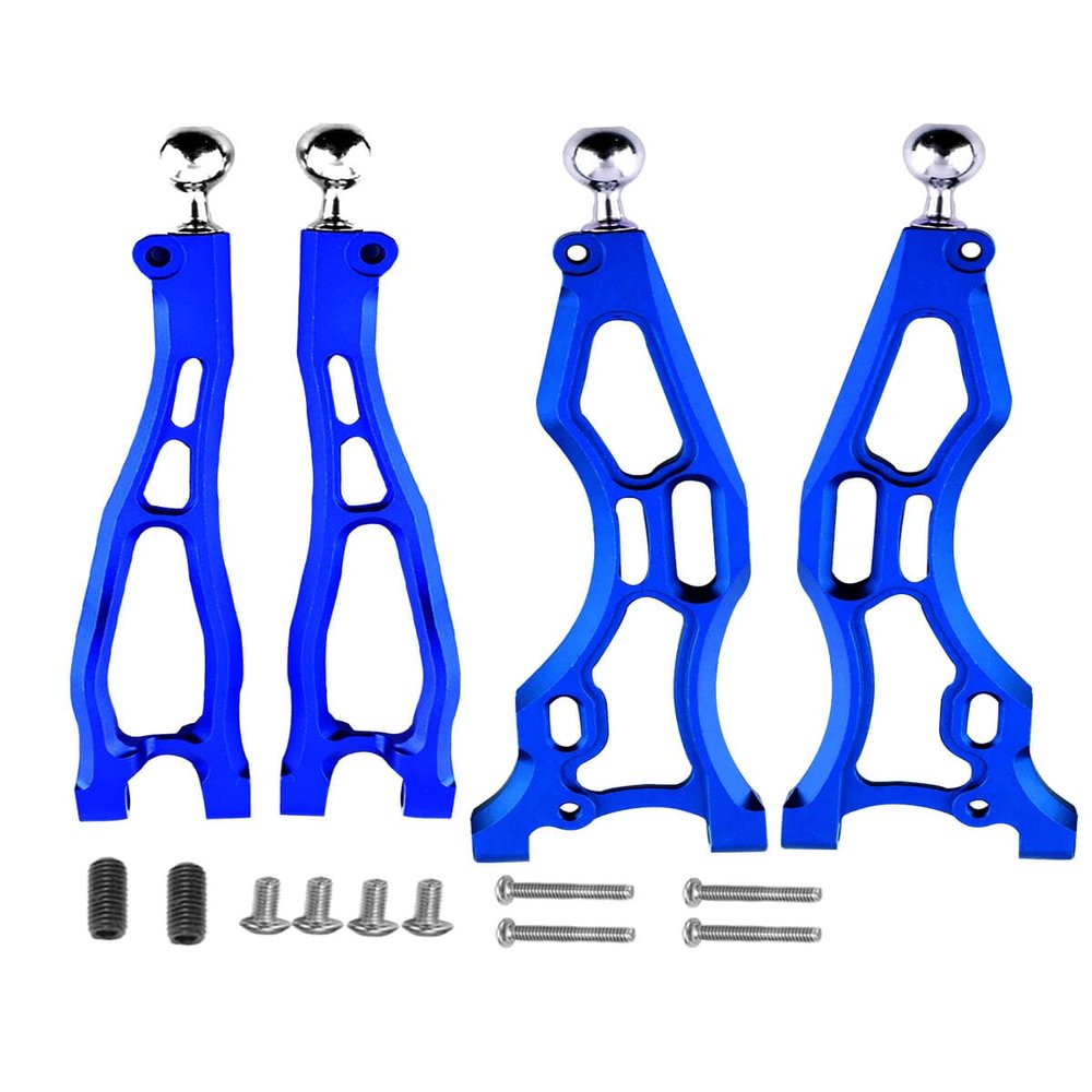 Aluminum Front Suspension Arms Upgrades Part for 1/8 Kraton,Outcast,Notorious,Talion 6S BLX,ARRCat 4pcs Front Lower Upper Swing Arm Set Hops up w/Pivot Balls,Navy Blue