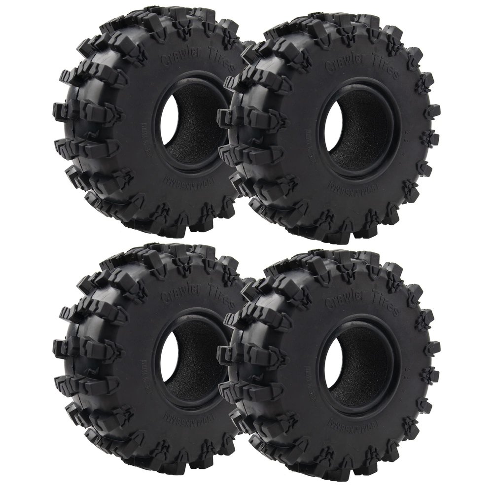 4Pcs ShareGoo Rubber 2.2" Crawler Mud Terrain Tires Super Grip Soft Tyre OD 148mm Compatible with Axial SCX10 90047 D90 TF2 Tamiya CC01 Traxxas TRX4 1/10 RC Rock Crawler Rims Beadlock