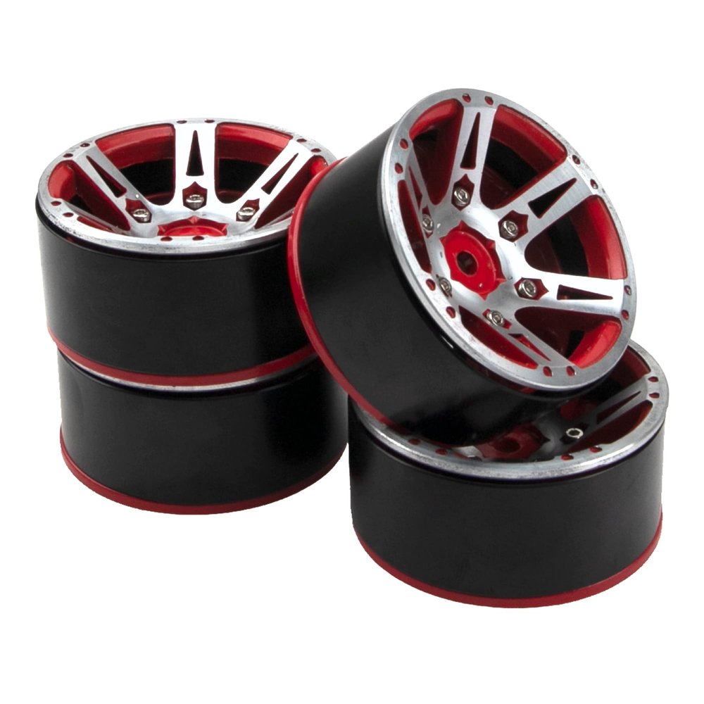 4Pcs ShareGoo Metal 1.9 Inch Beadlock Wheel Hub Rims Width 26mm 6-Spoke Wheel Rim Compatible with Axial SCX10 90046 Wraith TRX4 D90 Tamiya CC01 1/10 RC Crawler