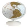 Oslo 12" Diameter Globe, USA Cartography with with Mountain Relief, Sturdy Metal Base and White and Gold Designer Globe Ball. The Oslo 12 Designer Globe features the clean stylings of a white ocean globe with gold land masses. To maintain the sleek, view 1